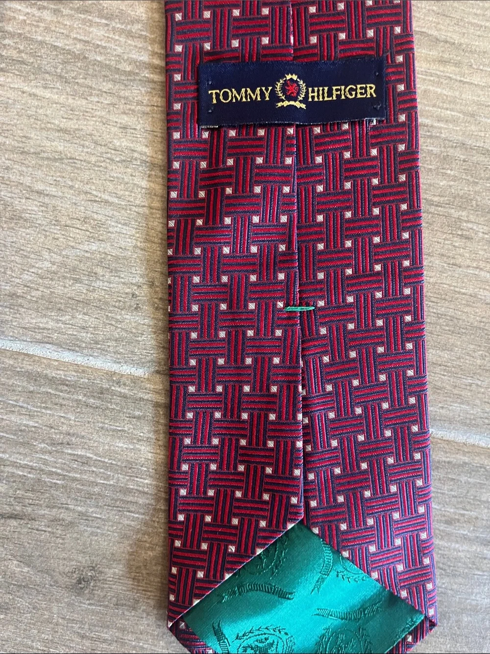 Tommy Hilfiger Maroon Geometric Silk Tie